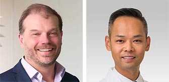Side-by-side headshots of Nathan Gianneschi and Kurt Lu